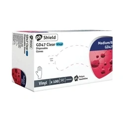 Image of Shield Powdered Vinyl Gloves Medium Clear (100 Pack) GD47