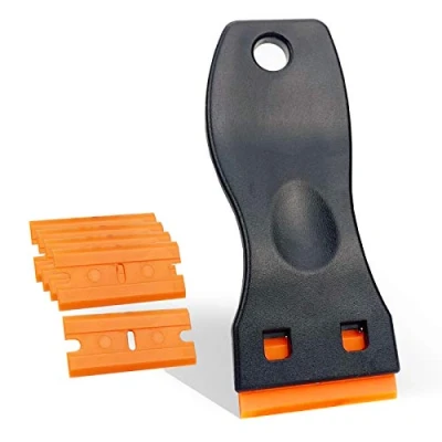 Image of Ewrap Glass Scraper, Window Ceramic Hob Scraper Includes 10 Piece Plastic Replacement, for Remove Labels Stickers Decals, Safe to