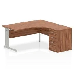 Image of Impulse 1600 Right Crescent Desk Walnut Cable Managed + High Ped
