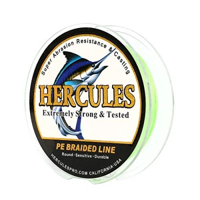 Image of Hercules Super Cast 100M 109 Yards Braided Fishing Line 15 LB Test for Saltwater Freshwater PE Braid Fish Lines Superline 8 Strands Fluorescent Green, 15LB (6.8KG), 0.16MM
