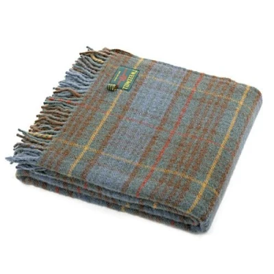 Image of Antique Hunting Stewart tartan British made picnic blanket wool throw travel rug