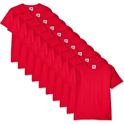 Image of FRUIT OF THE LOOM Boy&#039;s Kids 10 Pack T shirt Shirt, Red, 12 13 Years UK