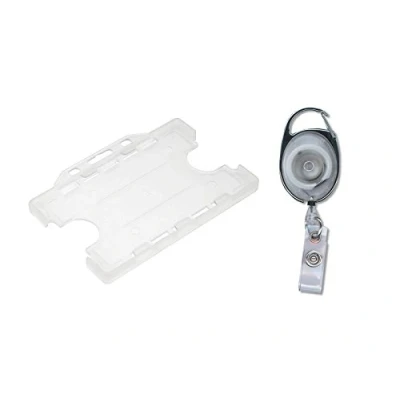Image of ID Card It Holder Double Sided and Clear Retractable YoYo Security Key Clip Reel