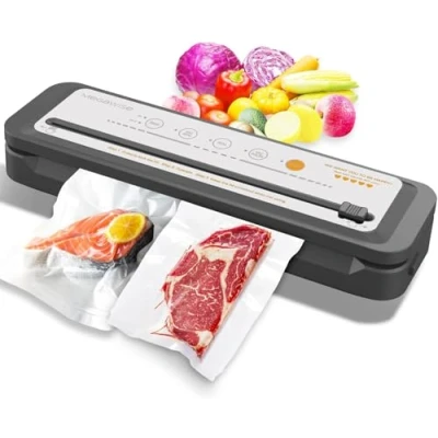 Image of MEGAWISE Vacuum Sealer Machine, Portable Strong Suction Power Food Sealer, Bags and Cutter included with External Function, Freshness Saver（Silver)