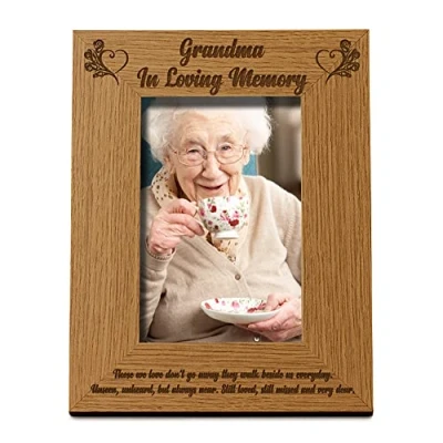 Image of ukgiftstoreonline Grandma In Loving Memory Remembrance Portrait Wooden Photo Frame Gift (5 x 7 Inch)