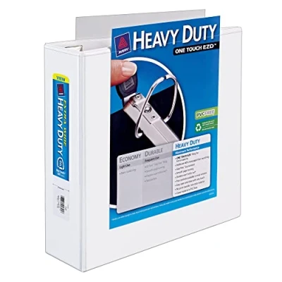 Image of Avery Heavy Duty View 3 Ring Binder, Extra Wide, 3&quot; EZD Rings, 1 White Binder (01321)