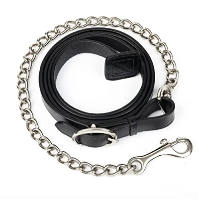 Image of LeMieux Leather Trot Up Chain for Horses in Black Detachable Easy to Use Trigger Clip One Size