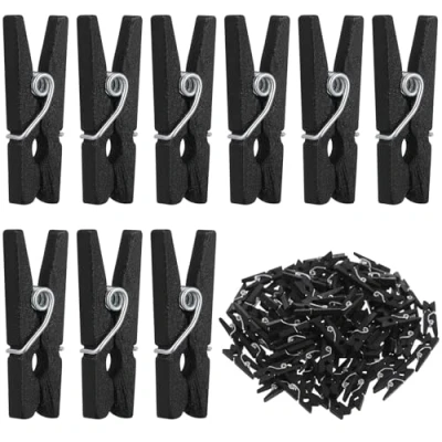 Image of VORCOOL 100 Pieces Mini Wooden Pegs, Natural Clothes Photo Clips For DIY Craft Decoration.