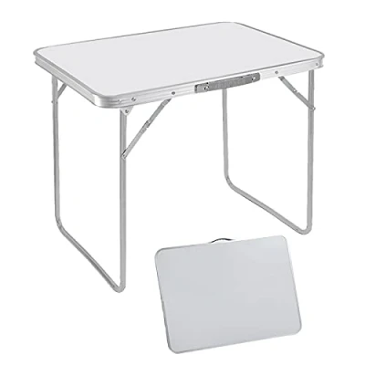 Image of Folding Table 2.6ft Lightweight Extra Strength Aluminum Frame Camping Portable with Carry Handle Buffet Wedding Market Garden Party Boot Stall Picnic Trestle Indoor Outdoor Foldaway Anti rust