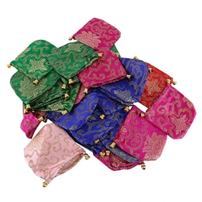 Image of 24pcs Silk Brocade Jewelry Pouch Bag, Drawstring Coin Purse,Gift Bag Value Set