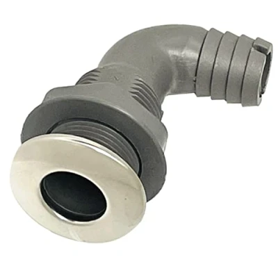 Image of Taskar Thru Hull Bilge Skin Fitting 1&quot; 25mm Elbow Boat Marine Stainless Steel Drain Plug