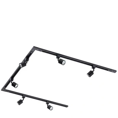 Image of Litecraft Kitchen Track Light with Soho Fixture &amp; GU10 LED Bulbs (Black, 3M U Shape 6 Light)