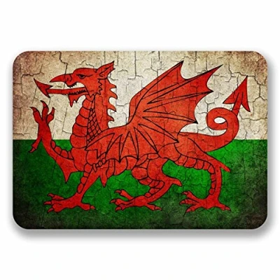 Image of 2 x 10cm Distressed Wales Welsh Dragon Flag Vinyl Sticker Laptop Car Bike #9739 (10cm Wide 7cm High)