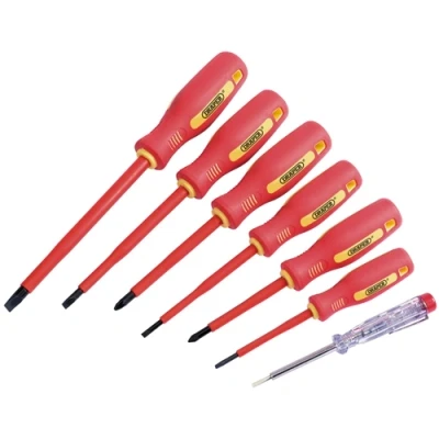 Image of Draper Fully Insulated Screwdriver Set with Mains Tester (7 Piece)