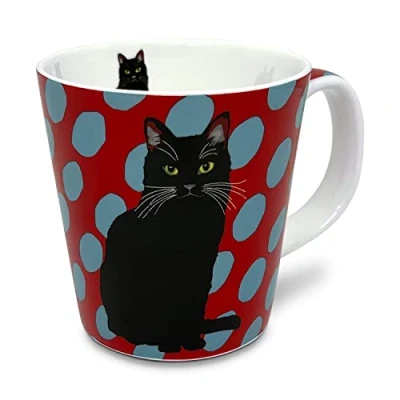 Image of Leslie Gerry Bone China Mug, Black Cat
