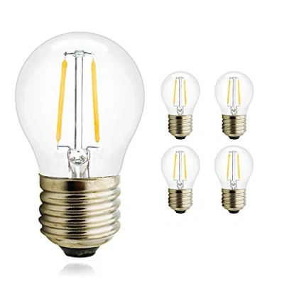 Image of Vintage Style E27 Edison Screw LED Filament Bulbs 2W Light G45 Small Globe 360 Beam Angle Lamp 2700 3000K Warm White 25W Incandescent Replacement, 4 Pack