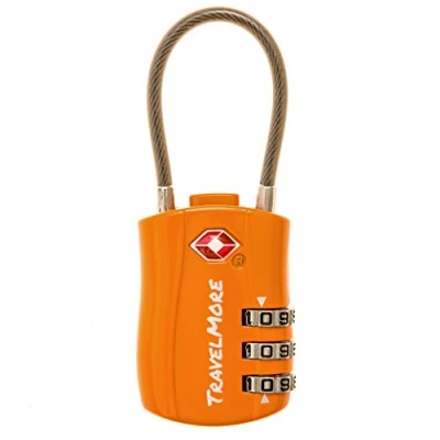 Image of 1 Pack TSA Approved Travel Combination Cable Luggage Locks for Suitcases &amp; Backpacks Lock Orange