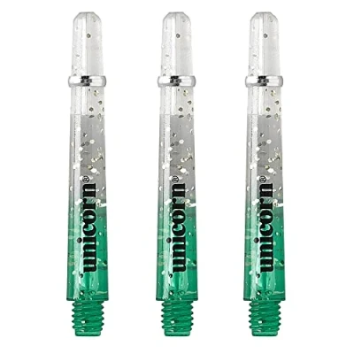 Image of Unicorn Dart Shafts Gripper 4 Elements Durable Polycarbonate Two Tone Green Gradient with Infused Metallic Flecks Short 35mm 3 Stems