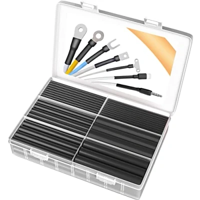 Image of Pointool 140Pcs Heat Shrink Tubing Kit 3:1 Black Tube Wire Wrap Electrical Waterproof Automotive Marine Assortment with Adhesive Lined for Wires