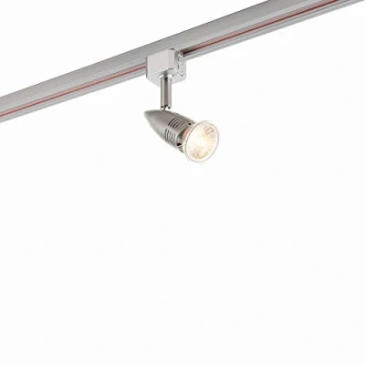 Image of Conor Multi Directional Satin Chrome Finish Mains Track GU10 LED Compatible Adjustable Spotlight Head Lighting