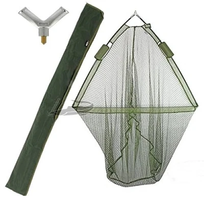 Image of 42&quot; CARP FISHING LANDING NET with DUAL FLOAT SYSTEM + GREEN STINK BAG