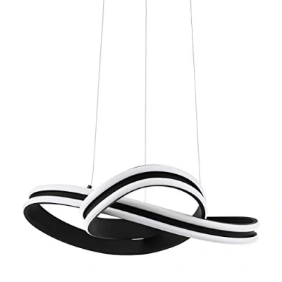 Image of EGLO Corredera LED Pendant Light, 2 Bulb Steel and Plastic, Dining Table Lamp in Black, White, Living Room Hanging, Warm White