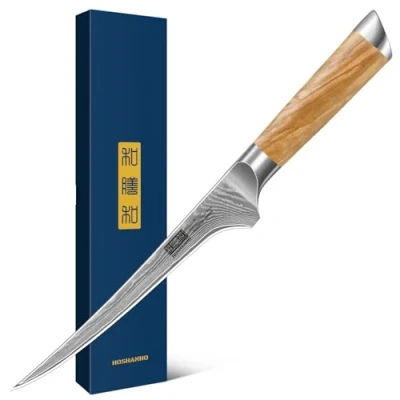 Image of HOSHANHO Damascus Fillet Knife 7 Inch, Professional VG 10 Super Steel Boning Knife, Ultra Sharp Fish with Ergonomic Handle