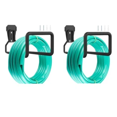 Image of 2PCS Metal Garden Hose Holder Wall Mounted Heavy Duty Pipe Hanger Sturdy Garage Hook Solid Hosepipe Storage Bracket Stand with Fittings for Water Extension Cords19x12cm