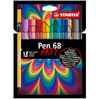 Image of Premium Fibre Tip Pen STABILO 68 ARTY Pack of 18 Assorted Colours