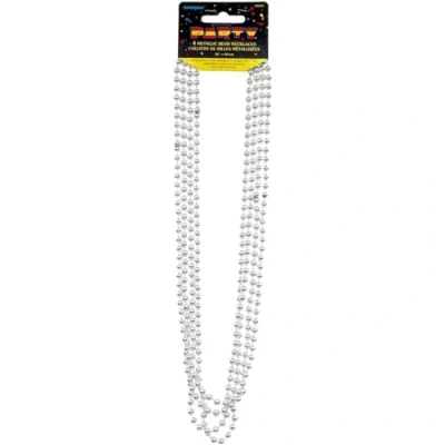 Image of 4x Silver Metallic Bead Necklaces 32&#039;&#039; (81cm)
