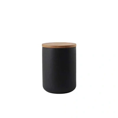 Image of Popowbe SB 122 Ceramic Coffee Canister Airtight with Sealed Bamboo Lid Kitchen Food Storage Jar Container for Tea Caddy,Black/800ml