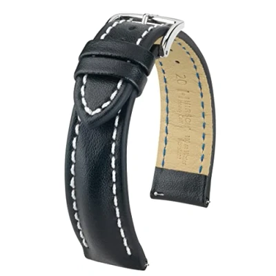 Image of Hirsch Heavy Calf Black Leather Watch Strap 22mm