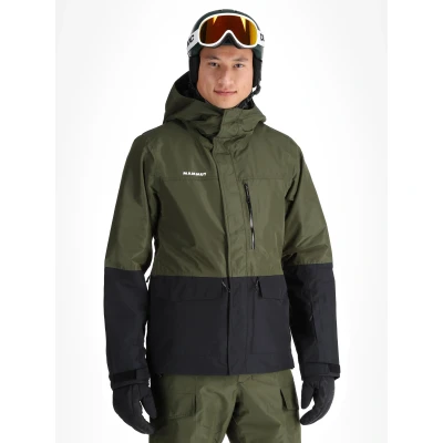 Image of Mammut FALL LINE Thermo Hooded Jacket MEN Ski jacket, Men&#039;s, Size: XL, Dark marsh/black