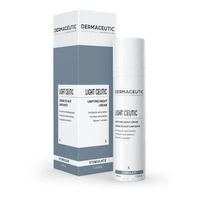 Image of Dermaceutic Light Ceutic Skin toning night cream Brightening face with Glycolic Acid, Phytic Acid and Vitamin C Age defense 40ml