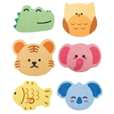 Image of Colaren 6 PCS Animal Shapes Natural Sponges for Bath, Baby Bath Sponge Perfect Newborn and Toddler Infan, Soft Comfortable