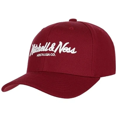 Image of Mitchell &amp; Ness Branded Pinscript CR Cap&amp; Baseball Cap Curved Brim (One Size Bordeaux)