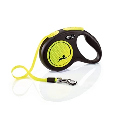 Image of Flexi New Neon Tape Yellow Medium 5m Retractable Dog Leash/Lead for dogs up to 25kgs/55lbs