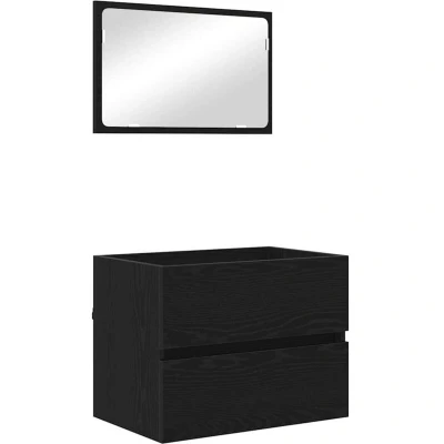 Image of vidaXL 2 Piece Bathroom Furniture Set Black Oak Engineered Wood