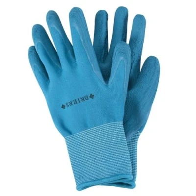 Image of 1x Pair Briers Purple Comfi Grip Multi Task Aqua Gardening Gloves Water Resistant Elasticated Cuff Stretch Fit Garden waterproof Size M (Aqua)