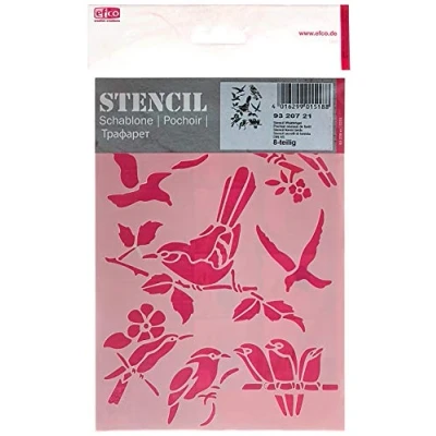 Image of Efco 9320721 Stencil Forest Birds / 8 Designs DIN A 5, 21 x 15 1 cm