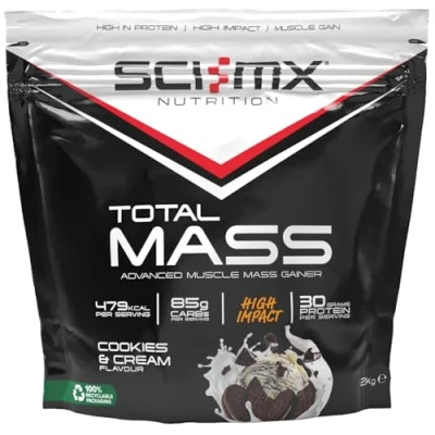Image of SCI MX Total Mass Advanced Muscle Gainer Protein Powder Growth &amp; Weight Gain Cookies Cream 30g + 477 Calories per Serving 2kg