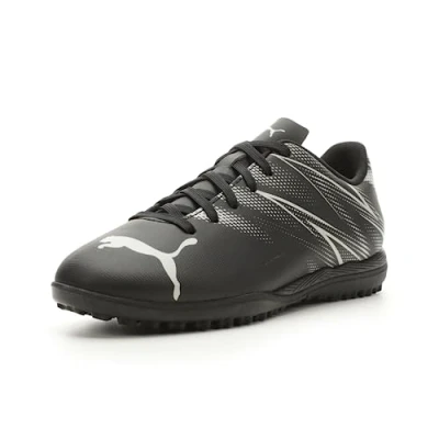 Image of Puma Attacanto IT JR Unisex Indoor football boots for kids, Size: 13.5K, Black/silver mist Synthetics