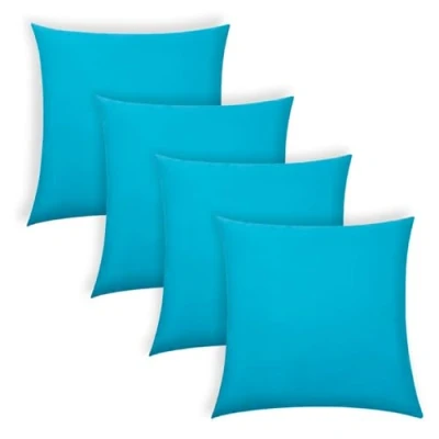 Image of Brentfords Outdoor Cushion Covers 45 x 45cm For Garden Furniture Water Resistant Pillow 4 Pack Super Soft Comfy Decorative Throw Pillows Patio Sofa Bench, Sea Blue