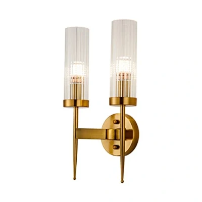 Image of NICRX Modern Crystal Wall Sconce with E14 Gold Base, Elegant Lamp Light Fixture (2 Light)