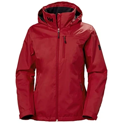 Image of Helly Hansen Women&#039;s Crew Hooded Midlayer Waterproof Windproof Breathable Sailing Jacket, Red, M UK