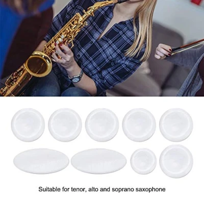Image of Alto Sax Key White Pearls,Key Button Inlays,9Pcs/set Exquisite Pearl Shell Inlays replacement for Tenor Soprano Saxophone Accessory