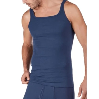 Image of HUBER Men&#039;s Herren Achselshirt Undershirt, Blue (Marine 0386), L
