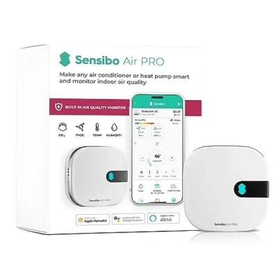 Image of Sensibo Air PRO Conditioner Smart Controller &amp; Quality Sensor. Thermostat for Mini Split, Window, Portable AC. Temp Humidity Sensors. Google, Alexa, Siri Apple HomeKit Compatible