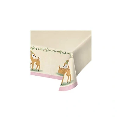 Image of Creative Converting PC350482 Deer Little One Paper Tablecover I Pink 1 Pc