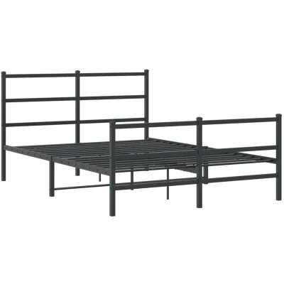 Image of vidaXL Metal Bed Frame without Mattress with Footboard Black 140x190cm